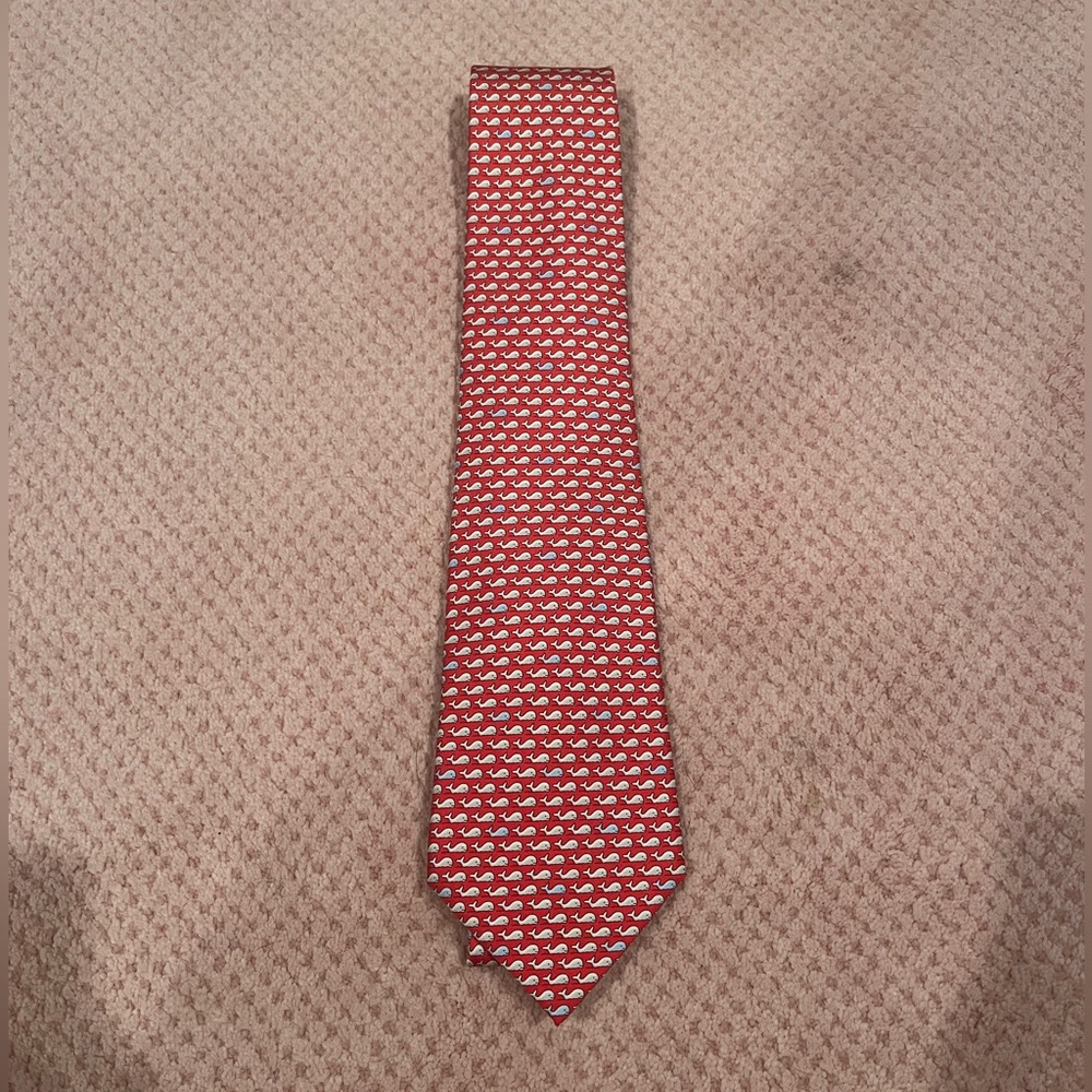 Hermes red whale print tie